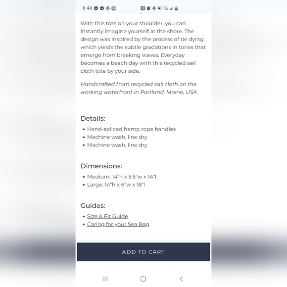 Sea Bags Maine Blue and Green Tote - Picture 4 of 4